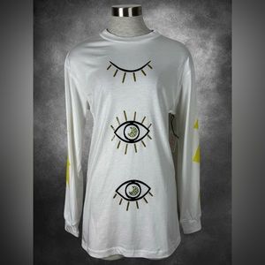 24HRS Eve See You Later Rhinestone Spiritual White Tunic T Shirt S